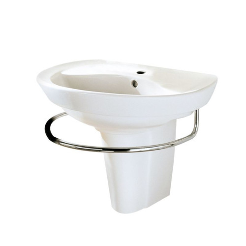 Wall Mounted Two-Piece Shroud and Lavatory with Single Faucet Hole in White