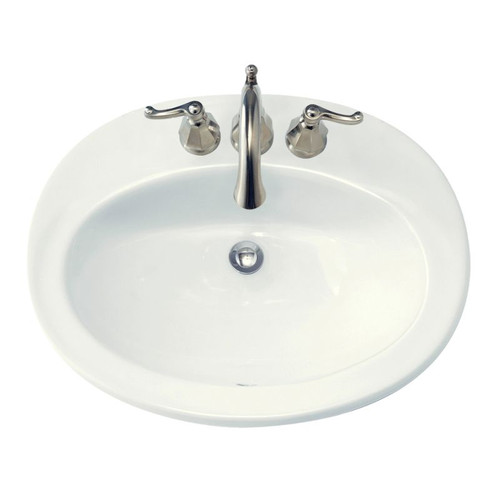 Drop Sink with Three Faucet Holes (4 Centers) in White