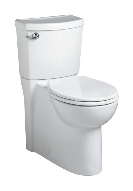 Flowise Right-Height Round Front 1.28 GPF Toilet with Seat, 12-in Rough-In, Concealed Trapway, Right Hand Trip Lever in White