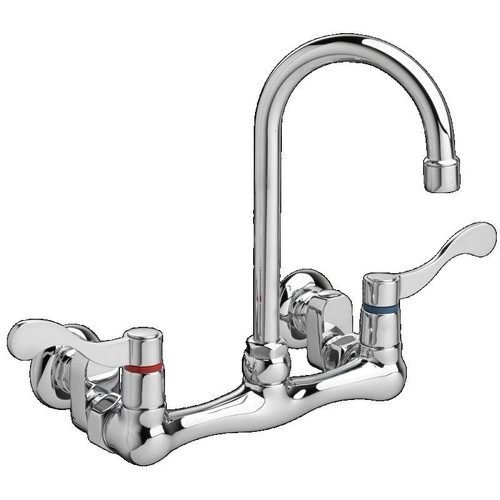 Wall Mount 2.2 GPM Service Sink Faucet with Gooseneck Swivel Spout and Wrist Blade Handles in Chrome Wall Mount 2.2 GPM Service Sink Faucet with Gooseneck Swivel Spout and Wrist Blade Handles in Chrome