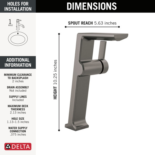 799-KS-PR-DST Pivotal Single Handle Vessel Bathroom Faucet, Lumicoat Black Stainless