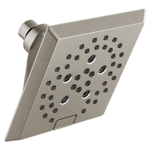 52664-SS-PR Universal Showering Components H2Okinetic 5-Setting Angular Modern Raincan Shower Head, Lumicoat Stainless
