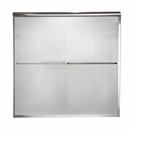 70" Tall Frameless, Bypass, Rain Glass Shower Door for 56" to 60" Width Openings in Silver