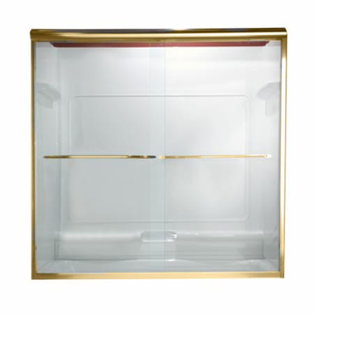 70" Tall Frameless, Bypass, Clear Glass Shower Door for 56" to 60" Width Openings in Gold