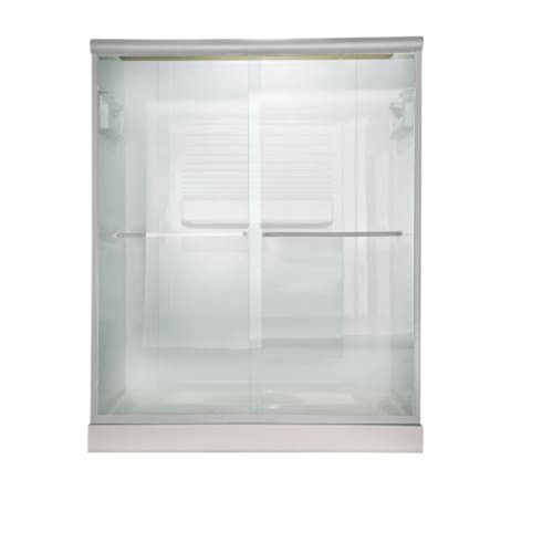 65.5" Tall Frameless, Bypass, Clear Glass Shower Door for 44" to 48" Width Openings in Silver