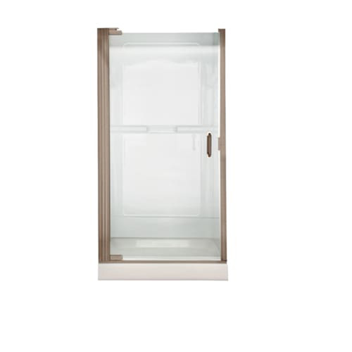 65.56" Tall Frameless, Pivot, Clear Glass Shower Door with "D" Handle for 35.19" to 36.06" Width Openings in Brushed Nickel