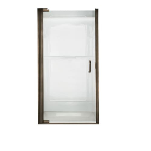65.56" Tall Frameless, Pivot, Clear Glass Shower Door with "D" Handle for 32.69" to 33.56" Width Openings in Oil Rubbed Bronze