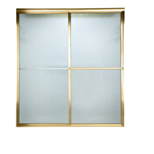 68" Tall Framed, Bypass, Rain Glass Shower Door for 52" to 54" Width Openings in Gold