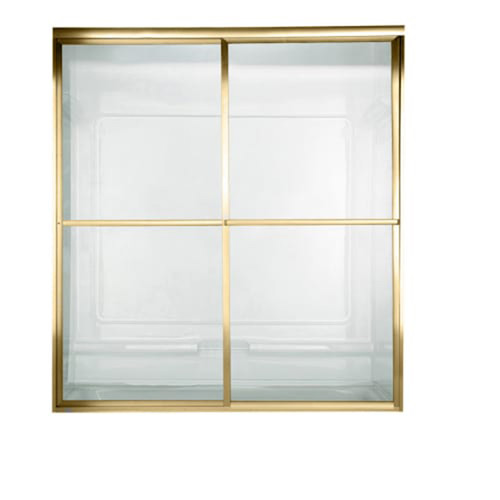68" Tall Framed, Bypass, Clear Glass Shower Door for 56" to 60" Width Openings in Gold