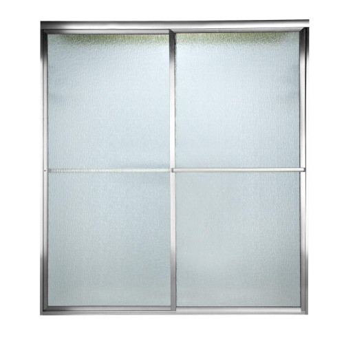 58.5" Tall Framed, Bypass, Rain Glass Shower Door for 56" to 60" Width Openings in Silver
