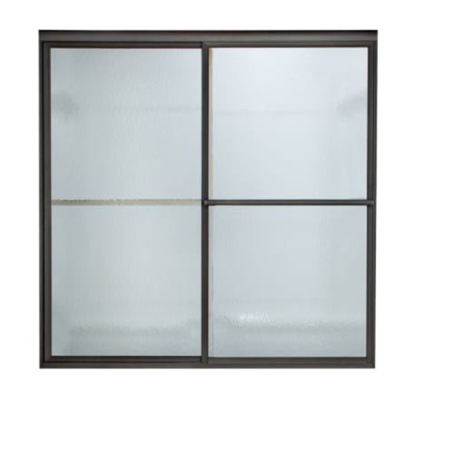56" Tall Framed, Bypass, Hammered Glass Shower Door for 56" to 60" Width Openings in Oil Rubbed Bronze