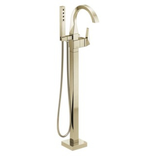 T4746-PN-PR-FL Trillian Delta Trillian Single Handle Floor Mount Tub Filler Trim, Lumicoat Polished Nickel