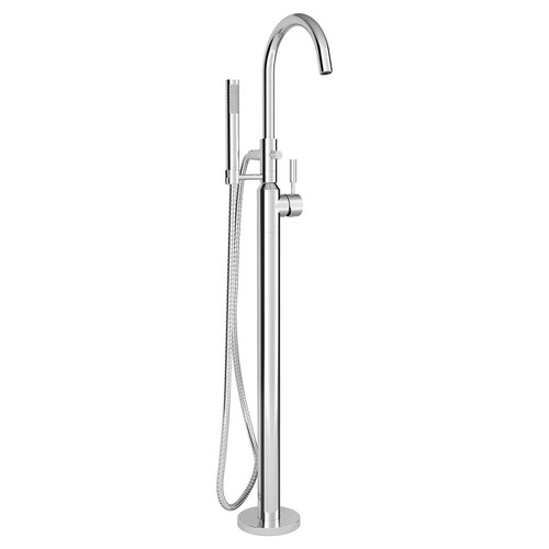 Contemporary Square Freestanding Tub Faucet for FLASH Rough-In Valve in Polished Chrome