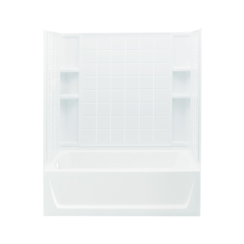 Sterling 71120110-0 74-in x 32-in x 60-in Vikrell Wall and Floor 4-Piece Alcove Shower Kit with Bathtub in White