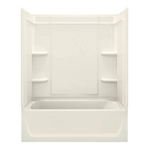 74.25-in x 60.25-in x 31.25-in Vikrell Wall and Floor 4-Piece Alcove Shower Kit with Bathtub in Biscuit