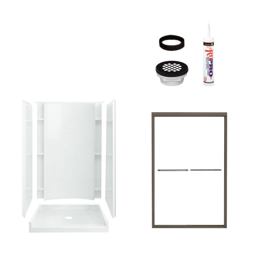 77-in x 36-in x 48-in Vikrell Wall and Floor 5-Piece Alcove Shower Kit in Deep Bronze with Clear Glass 77-in x 36-in x 48-in Vikrell Wall and Floor 5-Piece Alcove Shower Kit in Deep Bronze with Clear Glass