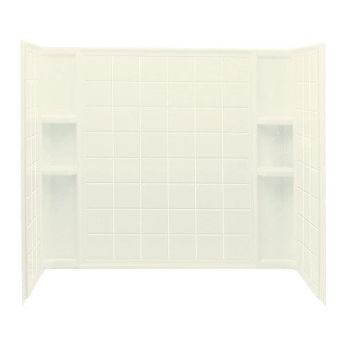 54-in x 33.25-in x 60-in Vikrell Bathtub Wall Surround in Biscuit