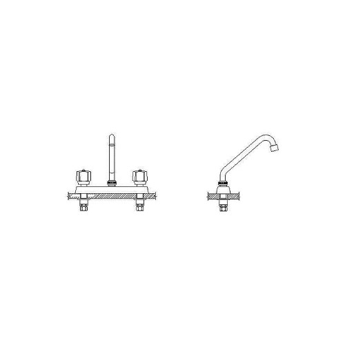 Commercial 26C3: Two Handle 8 In Cast Deck-Mount Faucet
