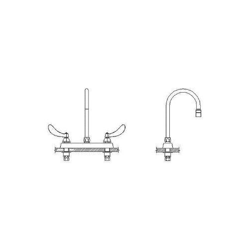 Commercial 26T3: Two Handle 8 In Cast Deck-Mount Faucet