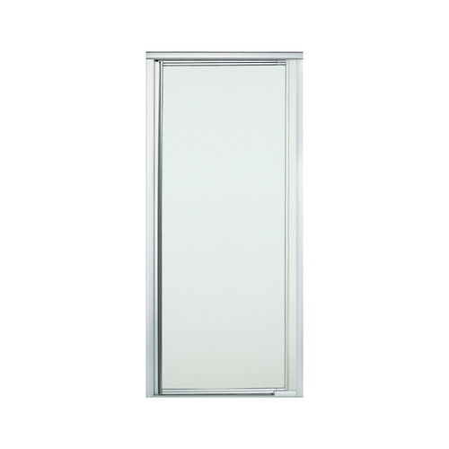 27-1/2-in to 31-1/4-in Framed Pivot Shower Door in Silver with Frosted Glass Pattern