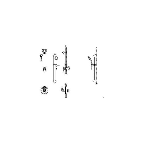 Commercial T13H: Universal Dual Shower Trim Diverter Hand Shower and Grab Bar