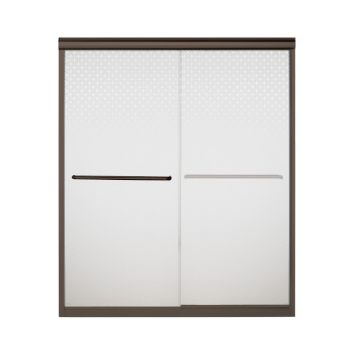 54.625-in to 59.625-in W x 70.0625-in H Frameless Sliding Shower Door in Deep Bronze with Starscape Glass Pattern