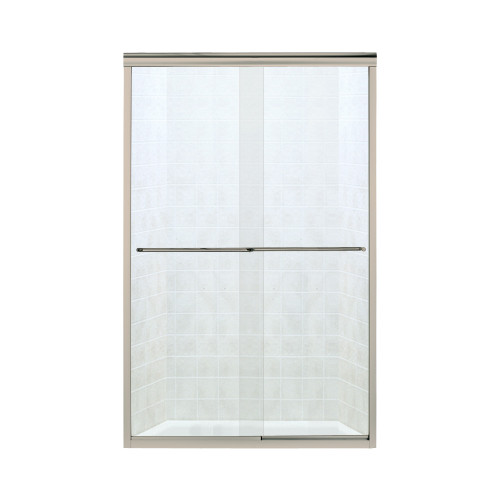 40.375-in to 45.375-in W x 65.25-in H Sliding Shower Door in Nickel with Clear Glass 40.375-in to 45.375-in W x 65.25-in H Sliding Shower Door in Nickel with Clear Glass