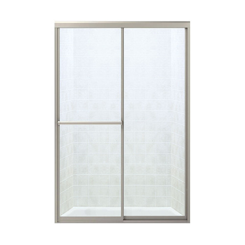 43.87-in to 48.87-in W x 70.12-in H Sliding Shower Door in Nickel with Clear Glass 43.87-in to 48.87-in W x 70.12-in H Sliding Shower Door in Nickel with Clear Glass