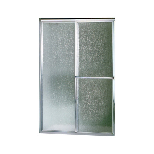 41.1875-in to 46.1875-in W x 65.9375-in H Sliding Shower Door in Silver with Rain Glass Texture
