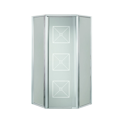 36.125-in x 72-in Neo-Angle Shower Door in Silver with Brownstone Glass Pattern 36.125-in x 72-in Neo-Angle Shower Door in Silver with Brownstone Glass Pattern