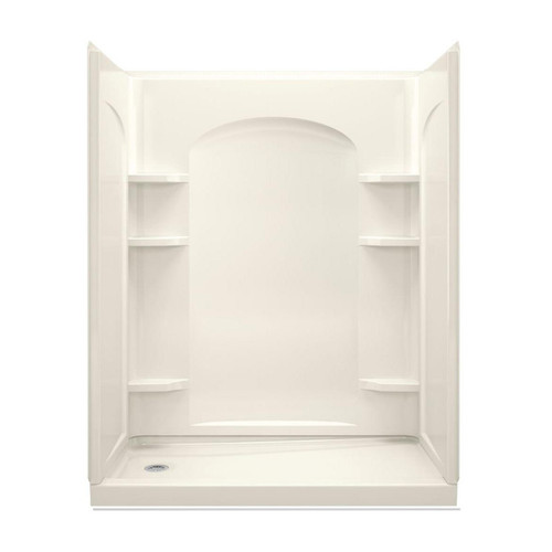 32-in W x 60-in L x 74.5-in H Shower Kit with Age-in-Place Backers in Biscuit