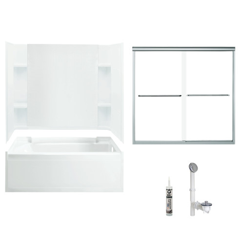 Sterling 7116R-5405SC-0 Accord 60-in x 36-in Vikrell 5-Piece Bath and Shower Kit with Clear Door