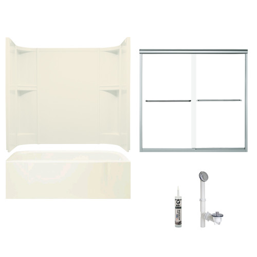 Sterling 7124R-5405SC-96 Accord 60-in x 30-in Vikrell 5-Piece Bath and Shower Kit with Clear Door