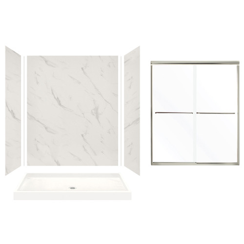 Transolid KSE603272-5475NC-41 60-in X 32-in X 72-in 5-Piece Alcove Shower Kit, In Bianca 1