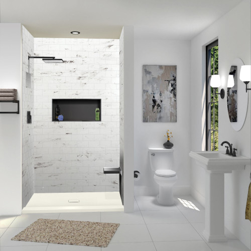 FZST7940C-32 Trimslate 79-in x 40-in Shower Base with Adjustable Single Threshold and Center Drain, Cameo