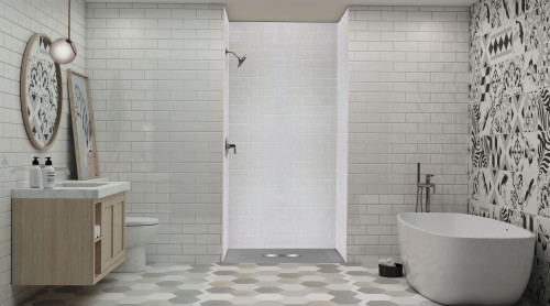 FZS6032C-40 Trimslate 60-in x 32-in Zero Threshold Shower Base with Center Drain, Dark Grey