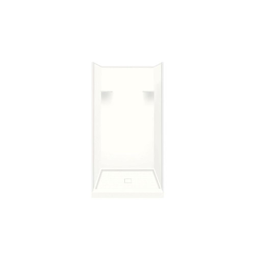 36-in x 36-in x 75-in Solid Surface Alcove Shower Kit in White