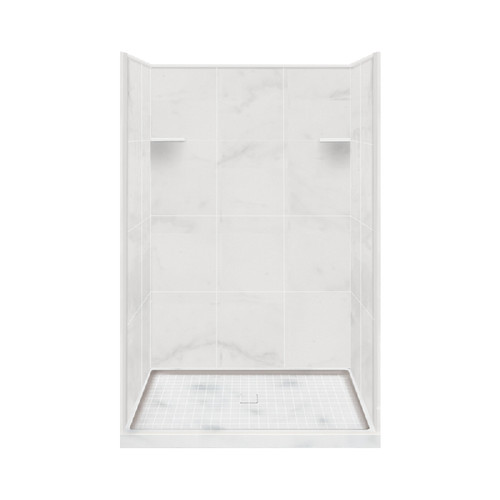 34-in x 48-in x 75-in Solid Surface Alcove Shower Kit in White Carrara 34-in x 48-in x 75-in Solid Surface Alcove Shower Kit in White Carrara