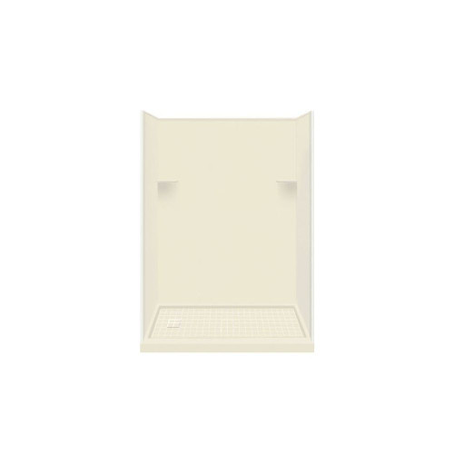 30-in x 60-in x 75-in Solid Surface Left-Hand Alcove Shower Kit in Biscuit