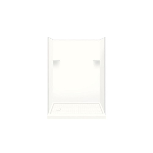 30-in x 60-in x 75-in Solid Surface Right-Hand Alcove Shower Kit in White