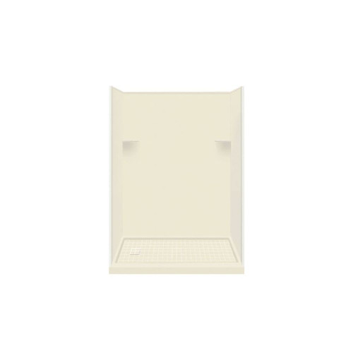 32-in x 60-in x 75-in Solid Surface Left-Hand Alcove Shower Kit in Biscuit