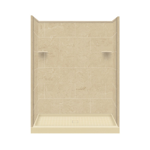 36-in x 60-in x 75-in Solid Surface Alcove Shower Kit in Almond Sky 36-in x 60-in x 75-in Solid Surface Alcove Shower Kit in Almond Sky
