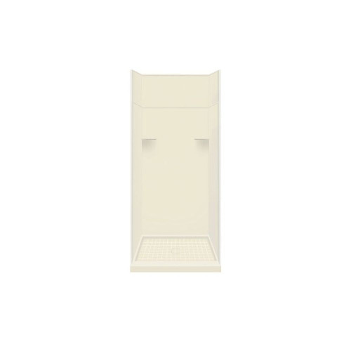 36-in x 36-in x 99-in Solid Surface Alcove Shower Kit with Extension in Biscuit