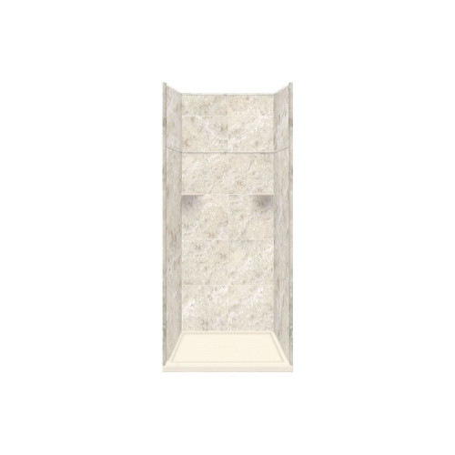 36-in x 36-in x 96-in Solid Surface Alcove Shower Kit with Extension in Silver Mocha