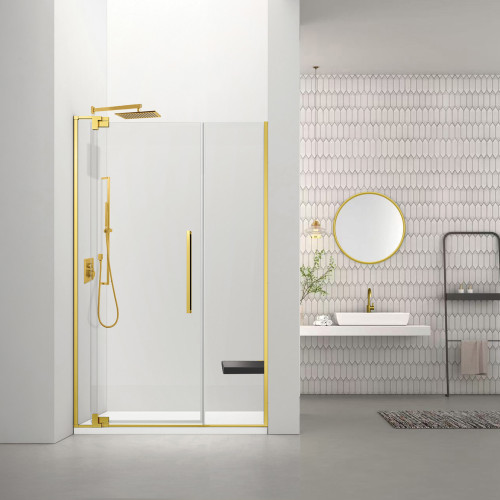 RDPD4876108C-CB Rynolds Duo 48-in x 76-in Pivot Shower Door With 5/16-in Clear Glass And Sabrina Double-Sided Handles, Champagne Bronze