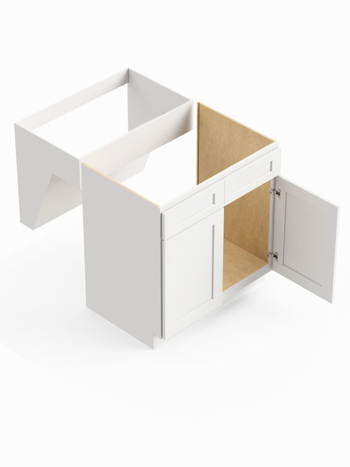 30-in x 21-in x 33-in Ready to Assemble Shaker Double Door Double Drawer Front ADA Vanity Sink Base Cabinet, White, VS30-ADA-RTA-FR01-WH