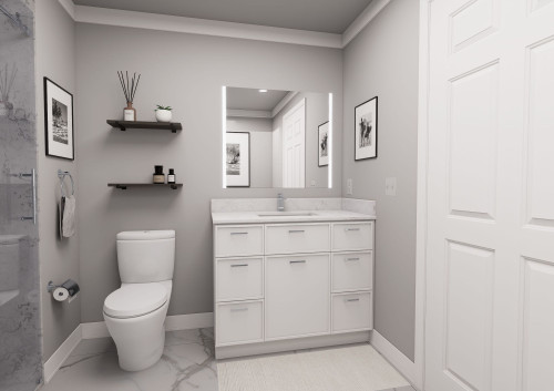 42-in x 21-in x 35-in Ready to Assemble Slim Shaker Vanity Combo Base Cabinet With Double Drawer Stack, White, VDDB42-RTA-FR02-WH