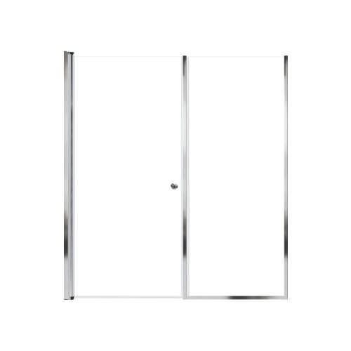Lyna 62-in x 70-in Pivot Shower Door And Fixed Panel With 1/4-in Clear Glass And Double-Sided Knob Handles, Polished Chrome