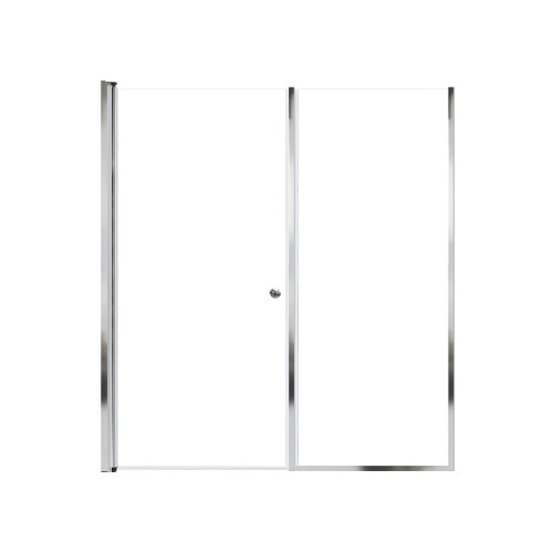 Lyna 61-in x 70-in Pivot Shower Door And Fixed Panel With 1/4-in Clear Glass And Double-Sided Knob Handles, Polished Chrome