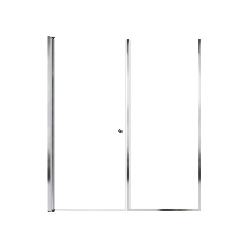 Lyna 60-in x 70-in Pivot Shower Door And Fixed Panel With 1/4-in Clear Glass And Double-Sided Knob Handles, Polished Chrome